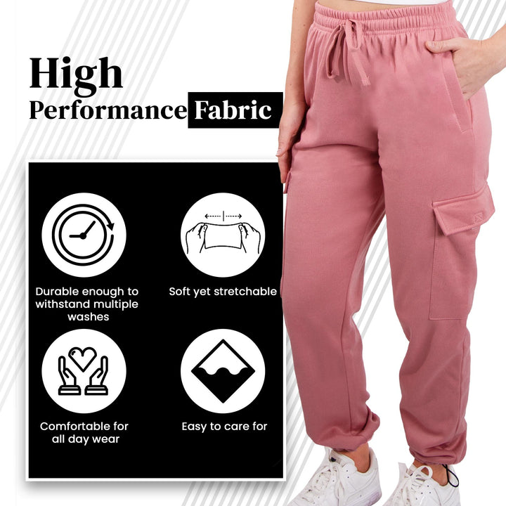 SPXTREME [2 Pack] Women's Cargo Jogger Sweatpants with Adjustable Elastic Ankle Cuffs