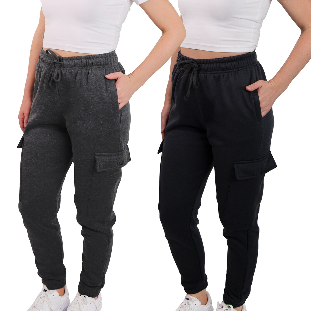 SPXTREME [2 Pack] Women's Cargo Jogger Sweatpants Casual Lounge Ultimate Comfort Soft Feel