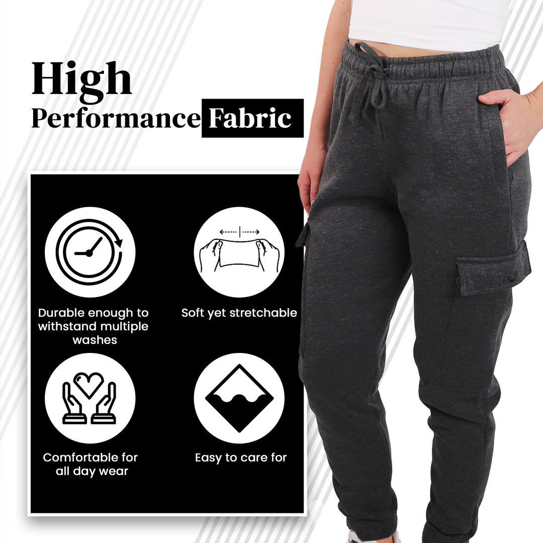 SPXTREME [2 Pack] Women's Cargo Jogger Sweatpants Casual Lounge Ultimate Comfort Soft Feel