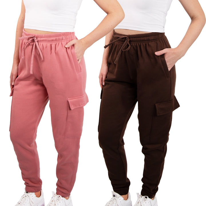 SPXTREME [2 Pack] Women's Cargo Jogger Sweatpants Casual Lounge Ultimate Comfort Soft Feel