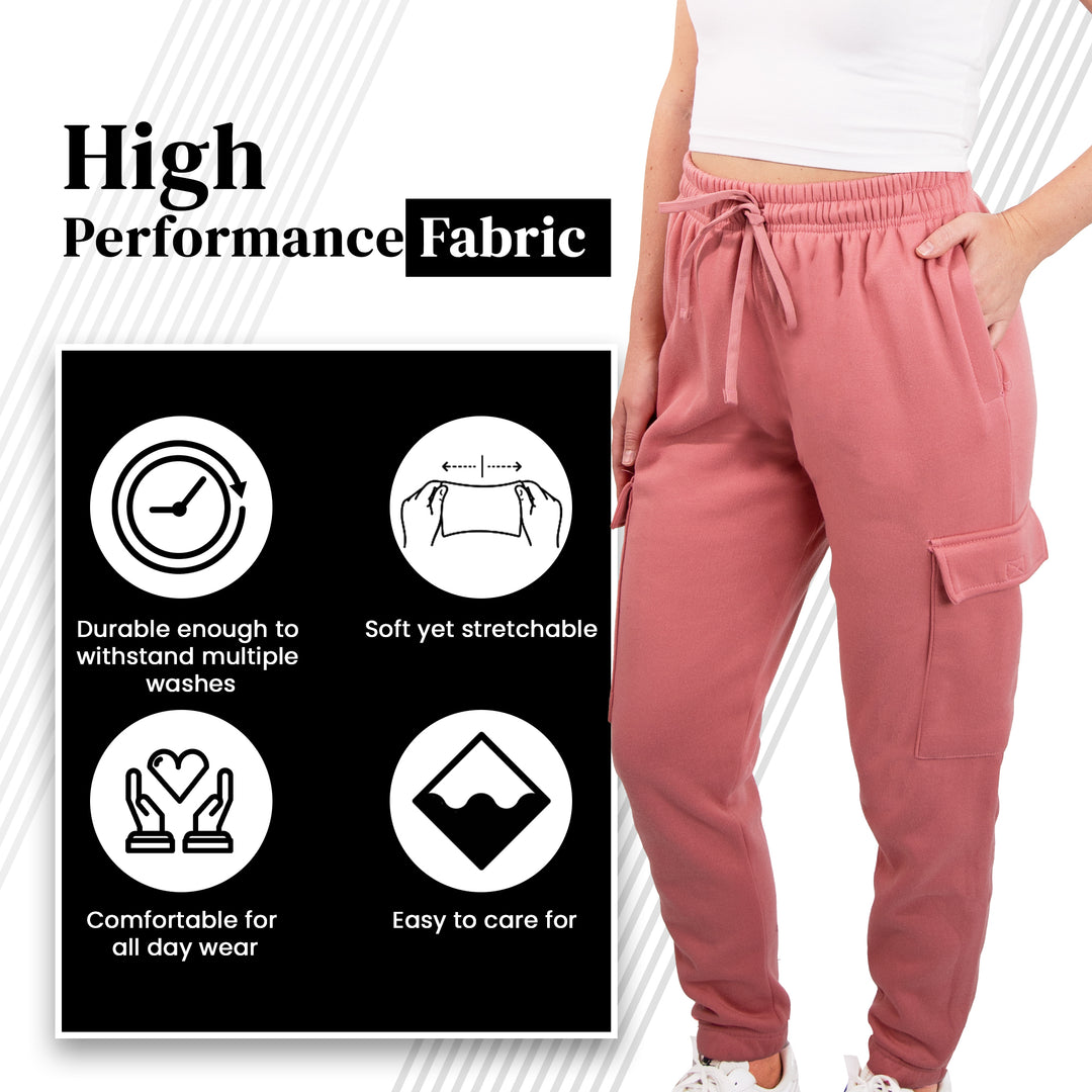 SPXTREME [2 Pack] Women's Cargo Jogger Sweatpants Casual Lounge Ultimate Comfort Soft Feel