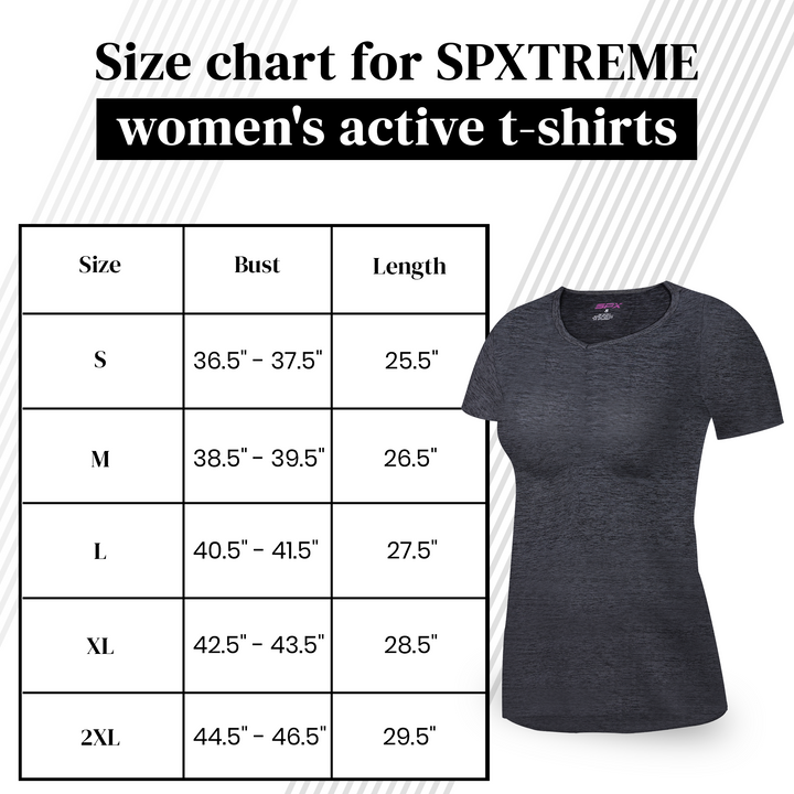 SPXTREME [5 Pack] Women’s Dry-Fit Wicking V-Neck T Shirts Activewear Running Yoga Workout Tee Top