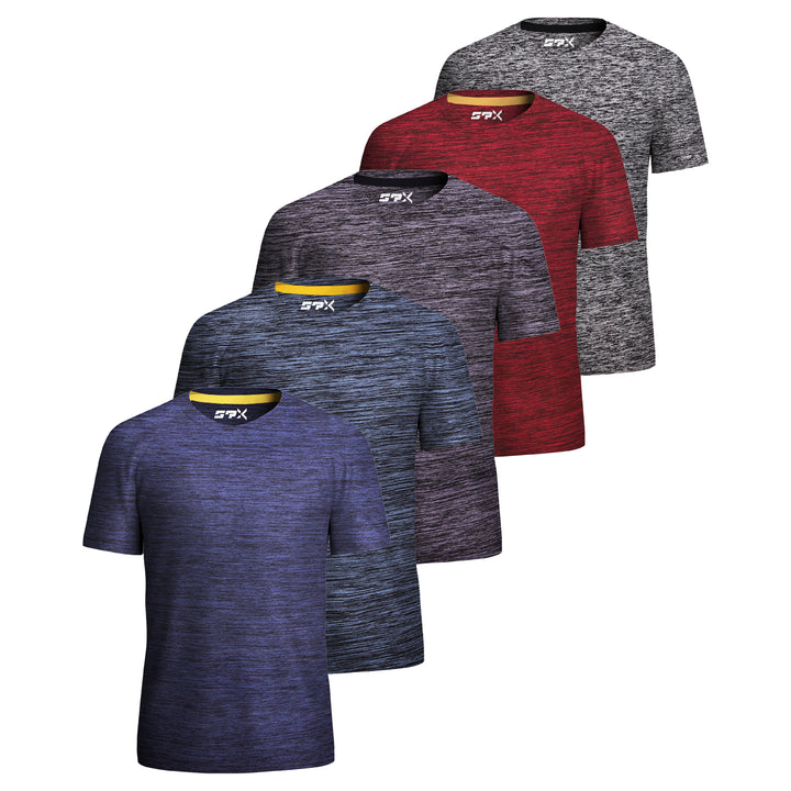 [5 Pack] Mens Dry-Fit Active Athletic Crew Neck T Shirts Running Workout Gym Tee Top