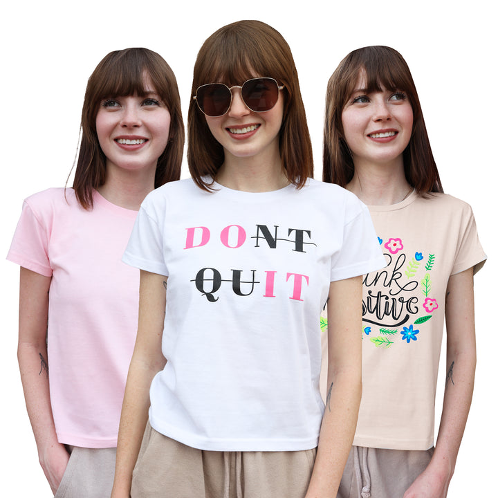 [3 Pack] Junior Girls Cute Cotton Graphic T Shirts Teen Tween Women's Casual Trendy Tee Tops