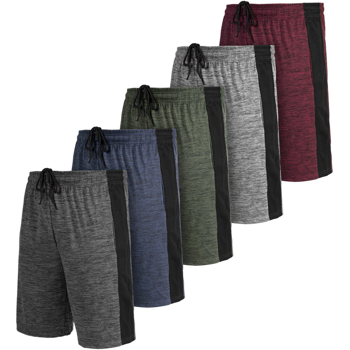 [5 Pack] Men’s Dry-Fit Active Athletic Shorts Basketball Running Workout Training Gym