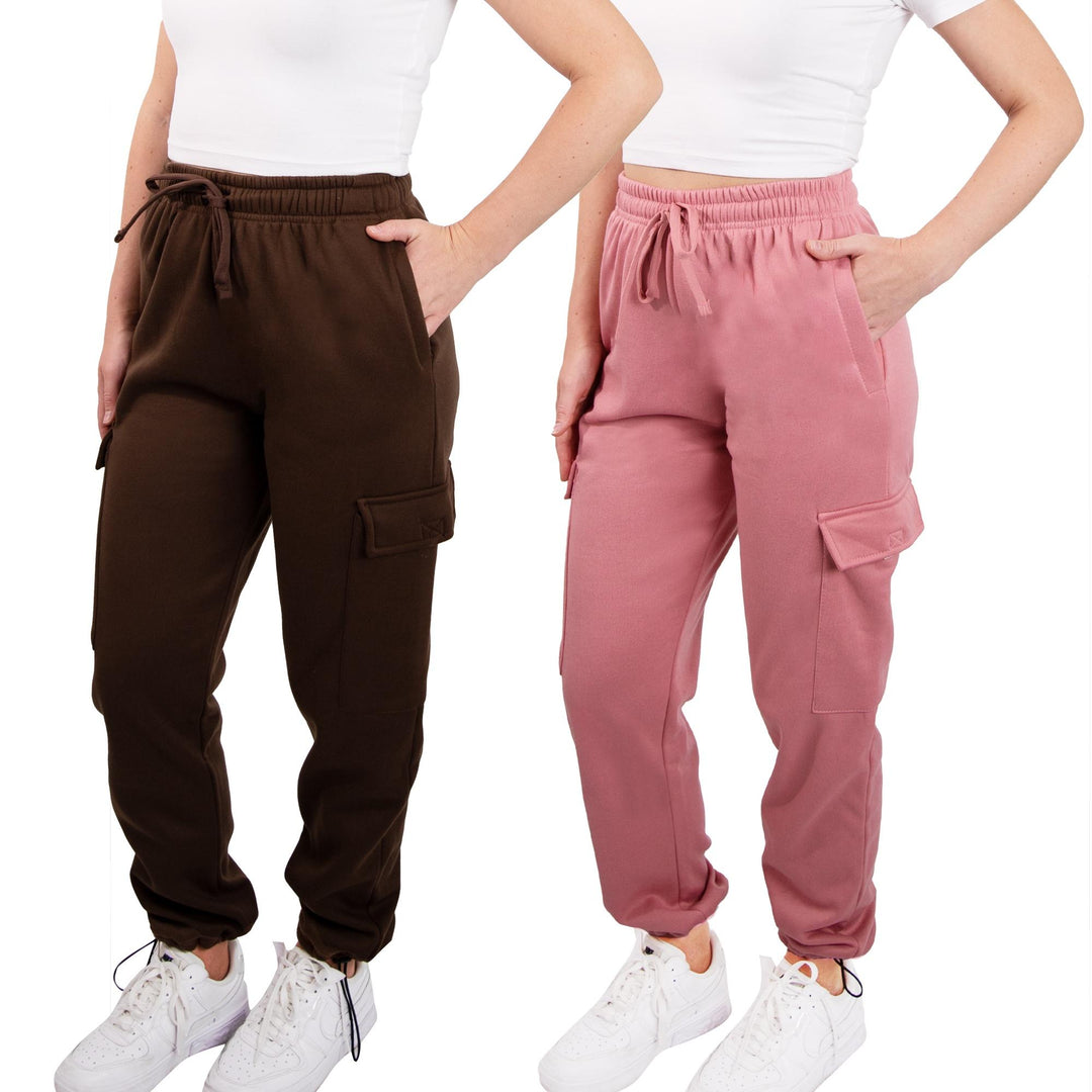 SPXTREME [2 Pack] Women's Cargo Jogger Sweatpants with Adjustable Elastic Ankle Cuffs