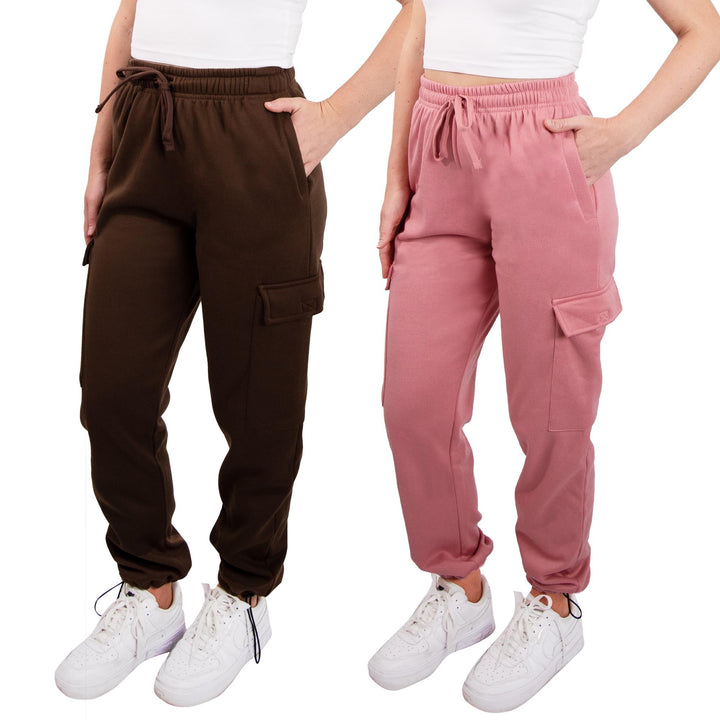 SPXTREME [2 Pack] Women's Cargo Jogger Sweatpants with Adjustable Elastic Ankle Cuffs